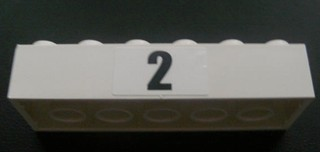 Lego Brick 2 x 6 with Black '2' Pattern (Sticker) - Set 8672