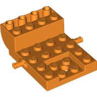 Lego Vehicle Base, Carriage 4 x 6 x 1 2/3 with Wheel Clip Pins / Orange