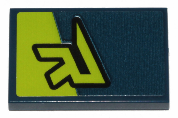 Lego Tile 2 x 3 with Lime Stylized Letter R and Stripe Pattern (Sticker) - Set 70835