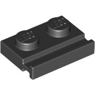 Lego Plate Special 1 x 2 with Door Rail / Black