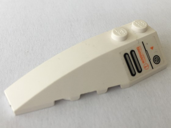 Lego Wedge 6 x 2 Left with Orange 'WARNING FLAMMABLE LIQUID' and Vents Pattern (Sticker) - Set 7709
