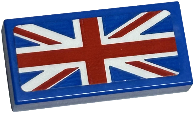 Lego Tile 1 x 2 with United Kingdom Flag (Union Jack) Pattern (Sticker) - Set 40569
