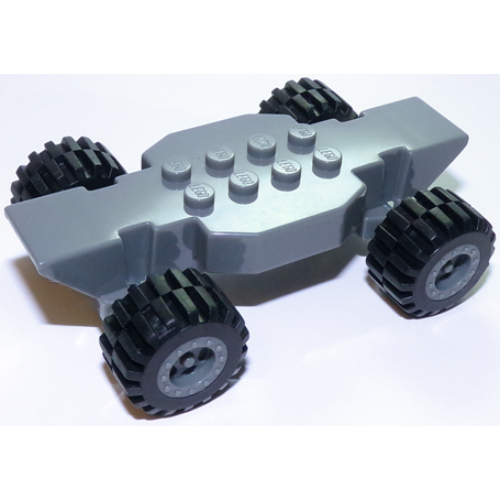 Lego Vehicle Base Fast Food Racer 4 x 10 Lifted with Dark Bluish Gray Wheels and Black Tires / Dark Bluish Gray