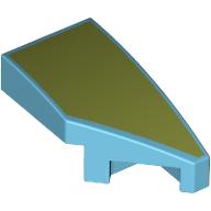 Lego Slope Curved 2 x 1 with Stud Notch Right with Olive Green print