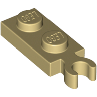 Lego Plate Special 1 x 2 with Clip Vertical on End / Tan