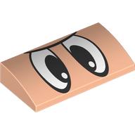 Lego Brick Curved 2 x 4 x 2/3 No Studs with Black/White Eyes Print