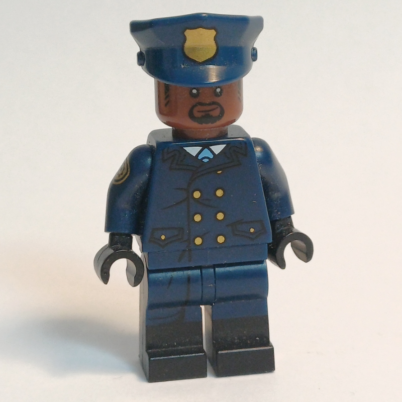 Lego GCPD Officer in Dark Blue Police Hat with Gold Badge
