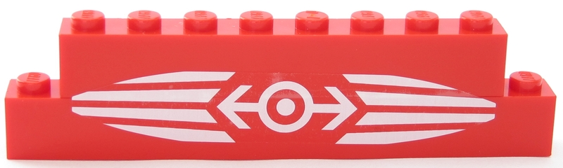 Lego Stickered Assembly 10 x 1 x 2 with White Train Logo between Stripes Pattern (Sticker) - Set 10128