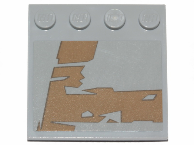 Lego Tile, Modified 4 x 4 with Studs on Edge with Dark Tan Tattered Stripes Pattern Model Left Side (Sticker) - Set 75292