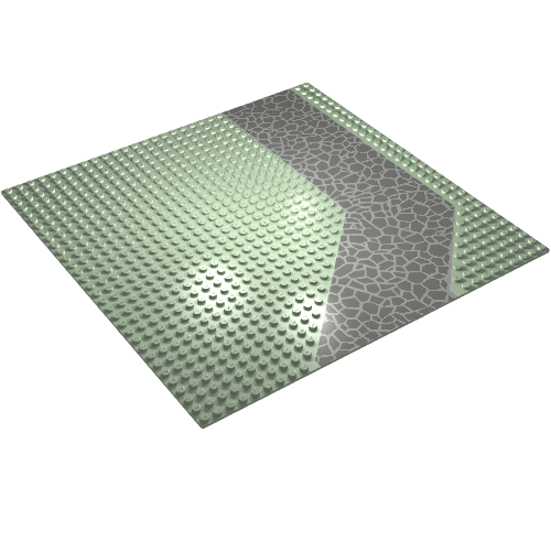 Lego Baseplate 32 x 32 with 9-Stud Angled Driveway / Road with Dark Gray Crazy Paving Print