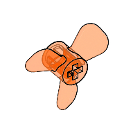 Lego Propeller 3 Blade 3 Diameter with Axle Cross / Trans-Neon Orange