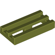 Lego Tile Special 1 x 2 Grille with Bottom Groove / Olive Green