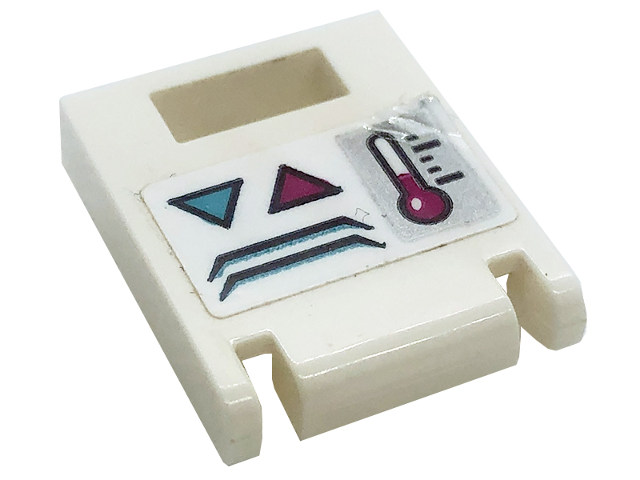 Lego Container, Box 2 x 2 x 2 Door with Slot with Dark Azure and Magenta Arrows and Thermometer Pattern (Sticker) - Set 41318