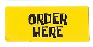 Lego Tile 1 x 2 with Black 'ORDER HERE' on Yellow Background Pattern (Sticker) - Set 3825