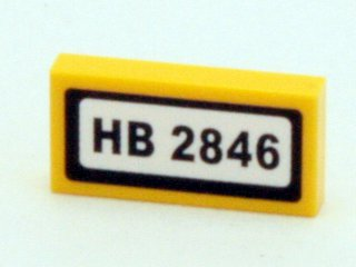 Lego Tile 1 x 2 with 'HB 2846' Pattern (Sticker) - Set 4204