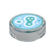 Lego Tile Round 1 x 1 with Bacteria Print / Trans-Clear