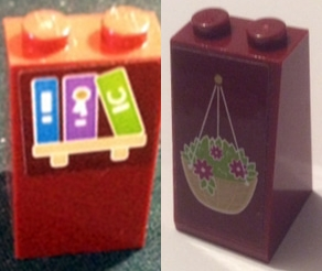 Lego Slope 75 2 x 2 x 3 - Solid Studs with Hanging Basket on Front and Bookshelf on Back Pattern (Stickers) - Set 41126