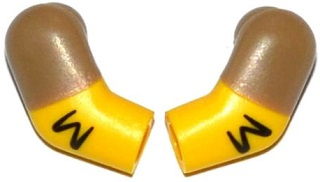 Lego Arm, (Matching Left and Right) Pair with Hair and Dark Tan Short Sleeves Pattern / Yellow