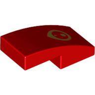 Lego Brick Curved 2 x 1 No Studs with Gold Eye Print