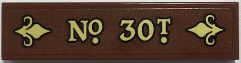 Lego Tile 1 x 4 with Gold 'No 30T' Pattern (Sticker) - Set 70430