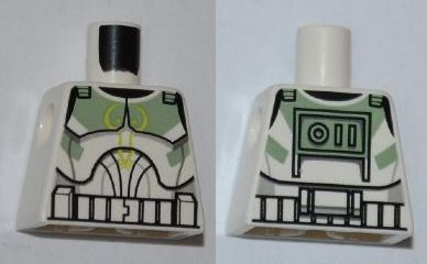 Lego Torso SW Armor Clone Trooper with Sand Green Markings Pattern (Clone Wars) / White