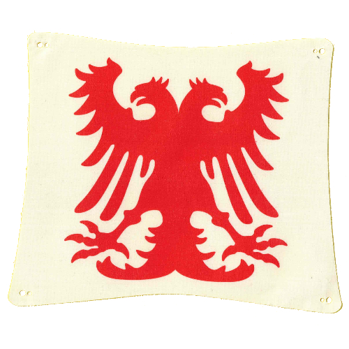 Lego Sail Trapezoid 24 x 20 with Red 2-Headed Eagle Print / White