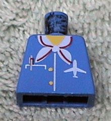 Lego Torso Airplane Crew Female, Pocket, Pen, Scarf and Logo Pattern / Blue