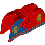 Lego Animal / Creature Accessory, Horse Barding, Smooth Edge with Gold Lion Print / Red