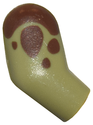 Lego Arm, Right with Reddish Brown Dinosaur Spots Pattern / Olive Green