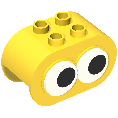 Lego Duplo Brick 2 x 4 x 2 Rounded Ends, with Two Rotating Eyes / Yellow