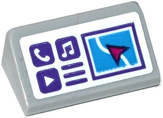 Lego Slope 30 1 x 2 x 2/3 with GPS Screen and Buttons with Phone, Music Note and Arrow Pattern (Sticker) - Set 41116