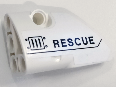 Lego Technic, Panel Fairing # 1 Small Smooth Short, Side A with Vent Grille and 'RESCUE' Pattern (Sticker) - Set 8068