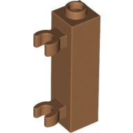 Lego Brick Special 1 x 1 x 3 with 2 Clips Vertical [Hollow Stud, Open O Clips] / Medium Nougat