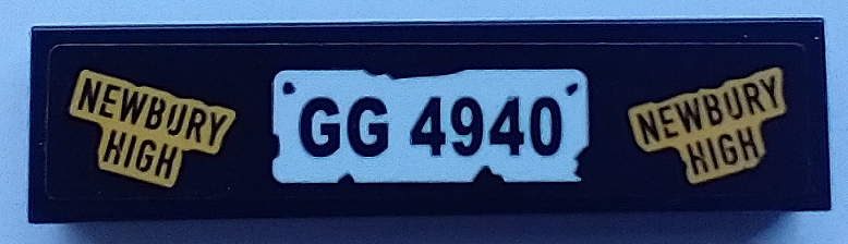 Lego Tile 1 x 4 with 'NEWBURY HIGH' and 'GG 4940' Pattern (Sticker) - Set 70423