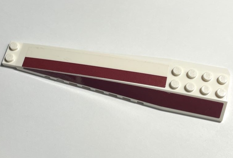 Lego Wedge 16 x 4 Triple Curved with Reinforcements with Dark Red Stripes Pattern Model Right Side (Stickers) - Set 75309