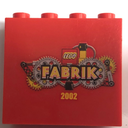 Lego Brick 2 x 4 x 3 with 'LEGO FABRIK 2002' Print / Red