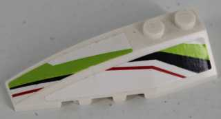 Lego Wedge 6 x 2 Left with Black, Lime and Red Stripes Pattern (Stickers) - Set 8864