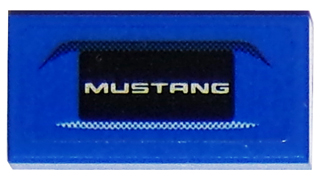 Lego Tile 1 x 2 with Ford Mustang Rear Bumper Pattern (Sticker) - Set 75871 / Blue
