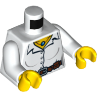 Lego Torso Blouse with Buttons, Belt and Necklace Print, White Arms, Yellow Hands / White