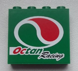 Lego Panel 1 x 4 x 3 with Side Supports - Hollow Studs with Octan Logo and 'Octan Racing' Pattern Model Right Side (Sticker) - Set 60025