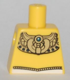 Lego Torso Ancient Egyptian Gold Collar with Blue Jewel and White Belt Pattern / Yellow