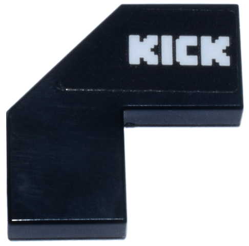 Lego Tile, Modified Facet 2 x 2 with White 'KICK' Logo Pattern Model Left Side (Sticker) - Set 77247