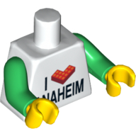 Lego Torso I 'L Brick' ANAHEIM Print, Green Arms, Yellow Hands