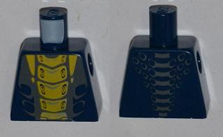 Lego Torso Ninjago Snake with Yellow and Dark Bluish Gray Scales Pattern (Slithraa) / Dark Blue