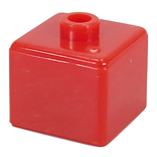 Lego Pen Bead, Square with Jack Stone Head Print / Red