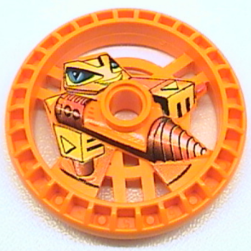 Lego Technic Disc 5 x 5 Notched, Driller Print / Orange