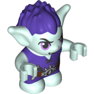 Lego Goblin - Dark Purple Hair and Tunic - Brown Belt with Hammer and Nails (Fibblin with Dark Purple Open Mouth with 2 Fangs) Print