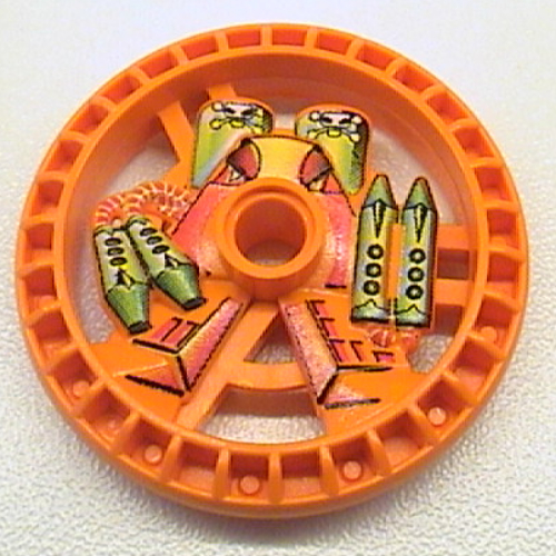 Lego Technic Disc 5 x 5 Notched, Toxic Print / Orange