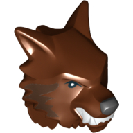 Lego Minifig Head Special, Werewolf with Dark Brown Fur Print / Reddish Brown