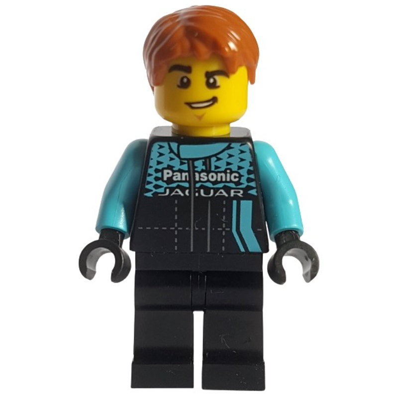 Lego Race Driver, Black Torso, Black Legs, Jaguar
